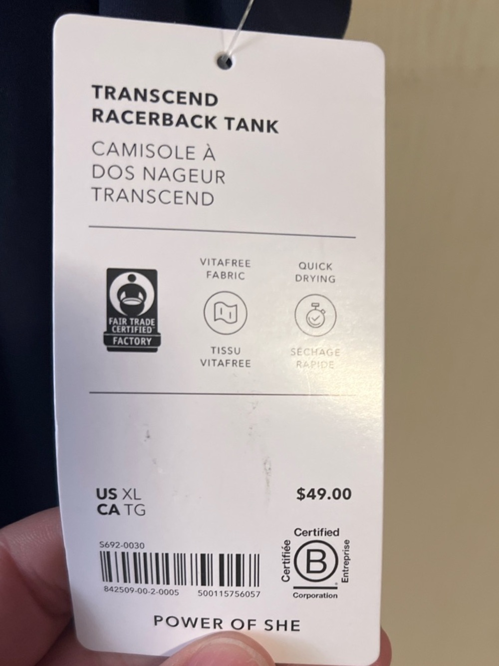 Athleta Transcend Racerback Tank Navy Blue XL NWT Lightweight Quick Dry Athleisu - Picture 2 of 3